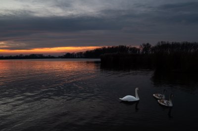 západ nad vodní nádrž Nové Mlýny - střed